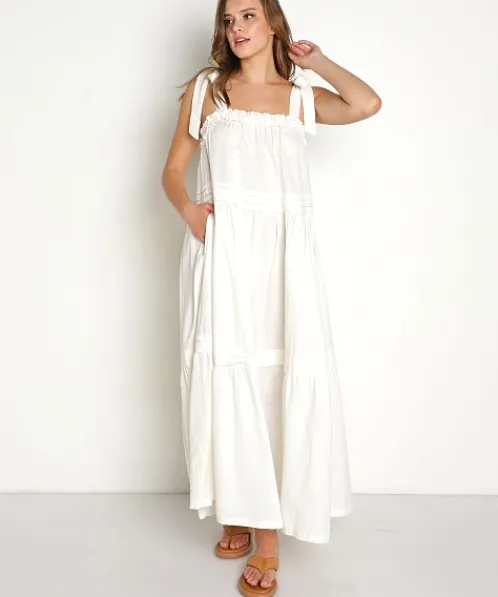 Cleobella Dresses>Abigail Ankle Dress Ivory