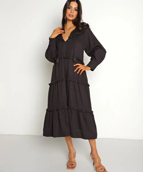 Cleobella Dresses>Briar Midi Dress Black