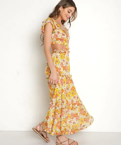 Cleobella Dresses>Clara Ankle Dress Lucis Floral Print