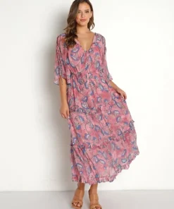 Cleobella Dresses>Elena Ankle Dress Lotus Print