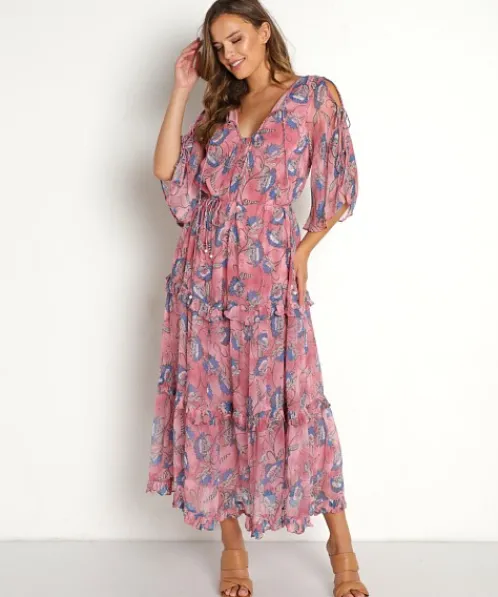 Cleobella Dresses>Elena Ankle Dress Lotus Print