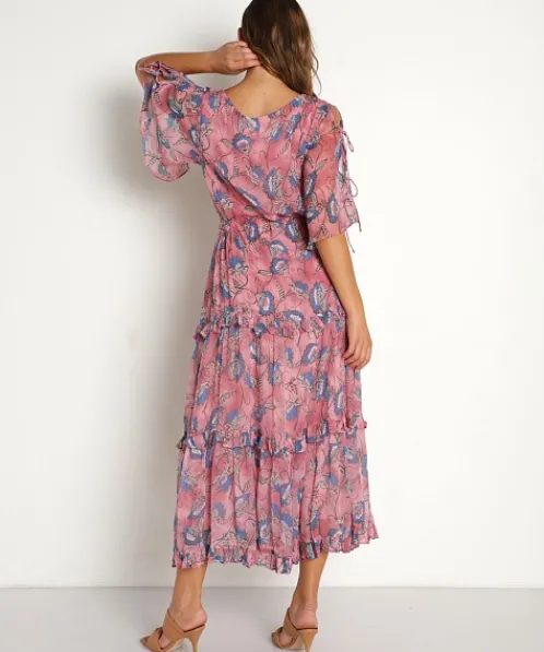 Cleobella Dresses>Elena Ankle Dress Lotus Print