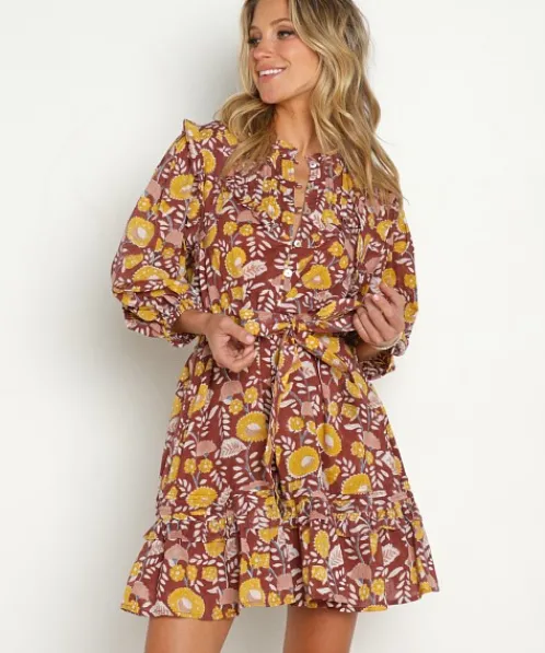 Cleobella Dresses>Emma Mini Dress Dahlia Block Print