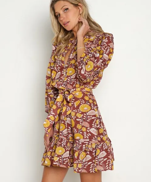 Cleobella Dresses>Emma Mini Dress Dahlia Block Print