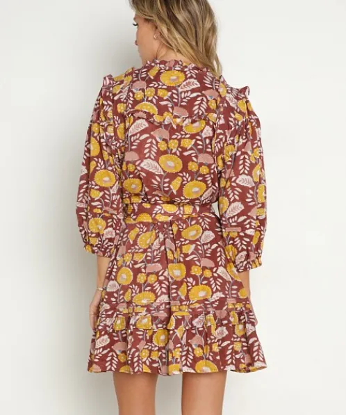 Cleobella Dresses>Emma Mini Dress Dahlia Block Print