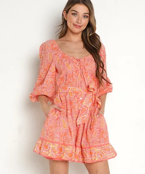 Cleobella Dresses>Grace Mini Dress Blossom Block Print