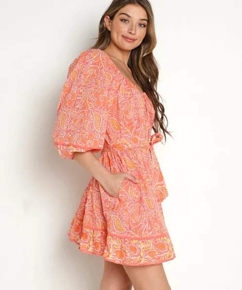 Cleobella Dresses>Grace Mini Dress Blossom Block Print