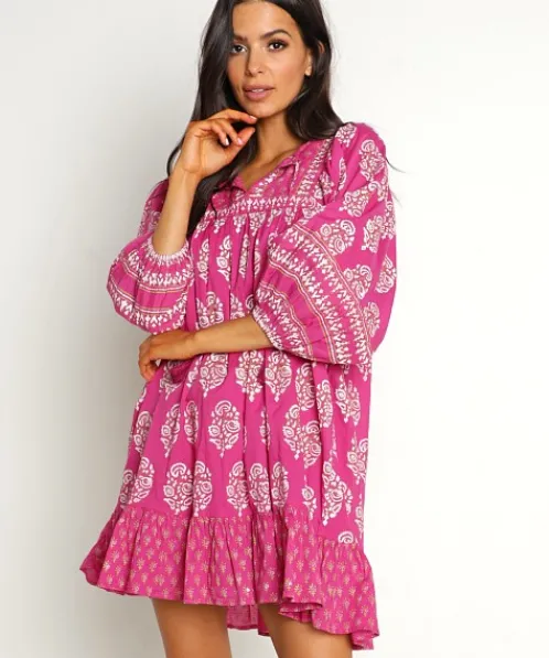 Cleobella Dresses>Magdalena Mini Dress Mix Block Print