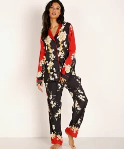 Cleobella Pj Sets>Venus Silky PJ Set Red Print