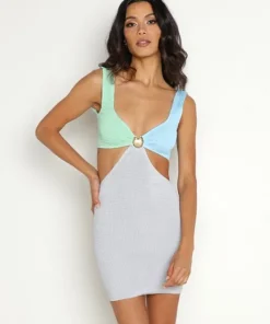 CLEONIE Dresses>Sunset Mini Dress Sky Mint Cloud