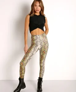 Commando Pants>Faux Animal Legging with Control Neon Snake