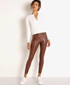 Commando Pants>Faux Leather Legging with Control Brown Croc