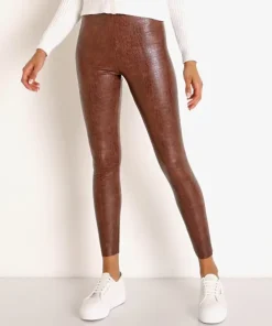 Commando Pants>Faux Leather Legging with Control Brown Croc
