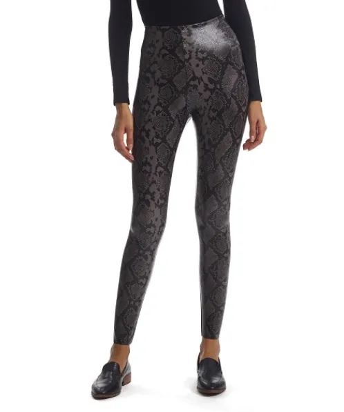 Commando Pants>Faux Leather Legging with Control Gray Snake