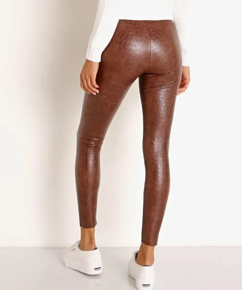 Commando Pants>Faux Leather Legging with Control Brown Croc