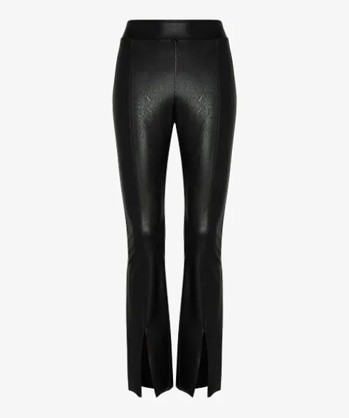 Commando Pants>Faux Leather Slit Front Pant Black
