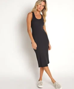 Commando Dresses>Lux Rib Racerback Dress Black