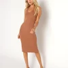 Commando Dresses>Lux Rib Racerback Dress Ochre