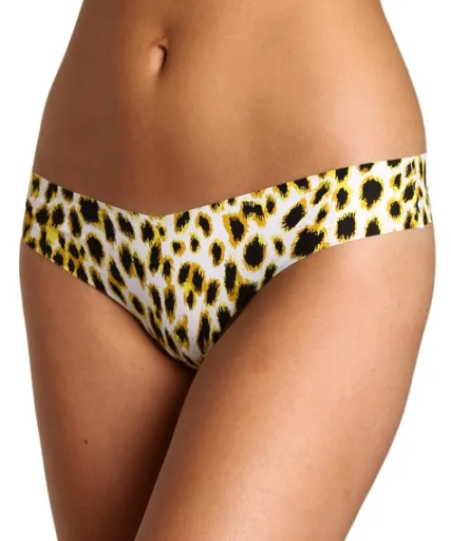 Commando Panties>Thong Yellow Crazy Cat