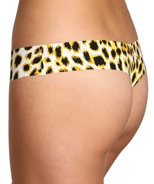 Commando Panties>Thong Yellow Crazy Cat