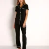 Cosabella Pj Sets>Bella PJ Short Sleeve and Pant Set Black/Ivory