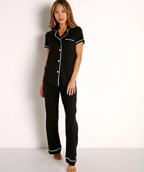 Cosabella Pj Sets>Bella PJ Short Sleeve and Pant Set Black/Ivory