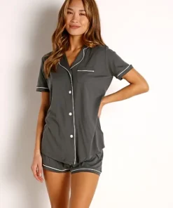 Cosabella Pj Sets>Bella PJ Short Sleeve Top with Short Set Anthracite/Iv