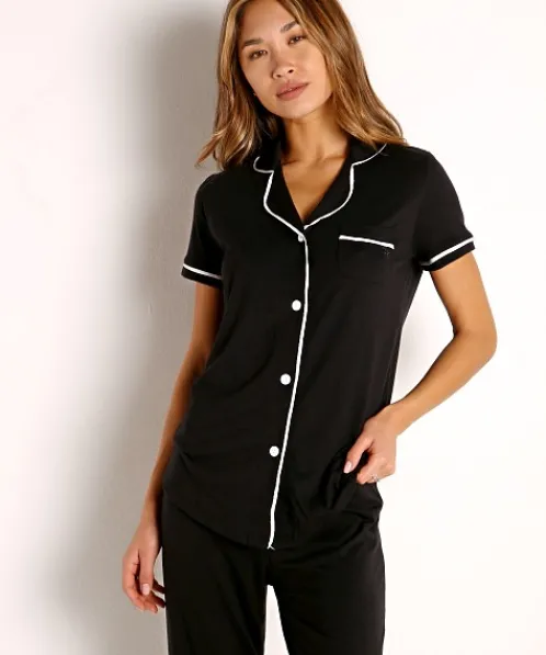 Cosabella Pj Sets>Bella PJ Short Sleeve and Pant Set Black/Ivory