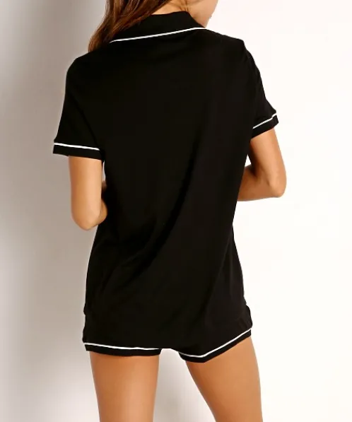 Cosabella Pj Sets>Bella PJ Short Sleeve Top with Short Set Black/Ivory