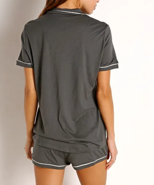 Cosabella Pj Sets>Bella PJ Short Sleeve Top with Short Set Anthracite/Iv