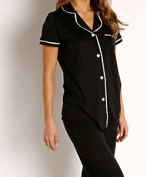Cosabella Pj Sets>Bella PJ Short Sleeve and Pant Set Black/Ivory