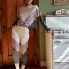 Daydreamer Tops>Dusty Rose Tie Dye Long Sleeve Crop