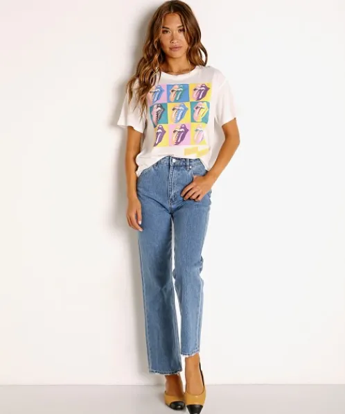 Daydreamer Tops>Rolling Stones Urban Jungle Boyfriend Tee Vintage Whi