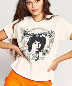 Daydreamer Tops>The Doors Venice Beach Girlfriend Tee Stone Vintage