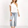 Delacy Tops>Fiona One Shoulder Top White