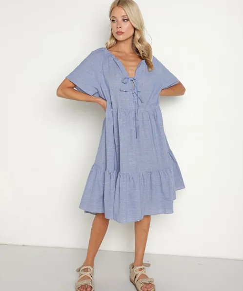 Devotion Dresses>Patmos Short Dress Light Blue
