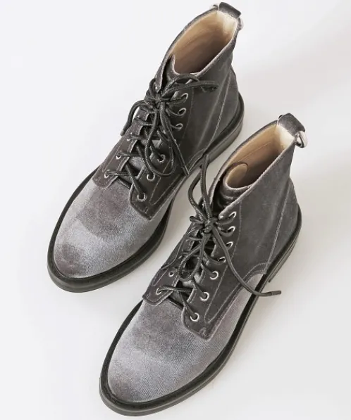 Dolce Vita Boots>Bardot Velvet Combat Boot Charcoal