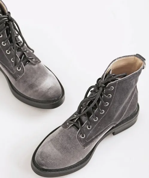 Dolce Vita Boots>Bardot Velvet Combat Boot Charcoal