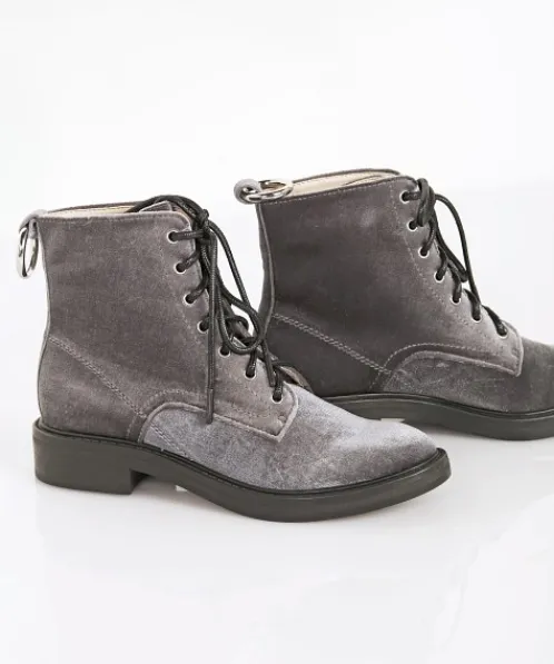 Dolce Vita Boots>Bardot Velvet Combat Boot Charcoal