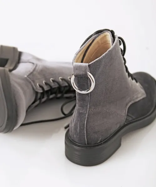 Dolce Vita Boots>Bardot Velvet Combat Boot Charcoal