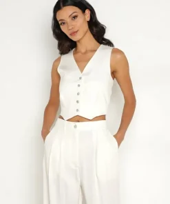 DONNI. Tops>Cropped Vest Creme