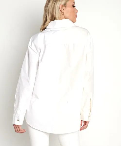 DONNI. Tops>Duo Pop Button Down Powder/Creme