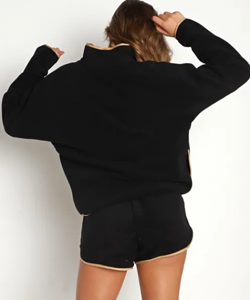 DONNI. Jackets | Knits>Polar Fleece 1/2 Zip Jet/Camel