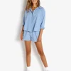 DONNI. Shorts>Pop Boxer Denim + Tortoise Buttons
