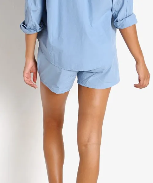 DONNI. Shorts>Pop Boxer Denim + Tortoise Buttons