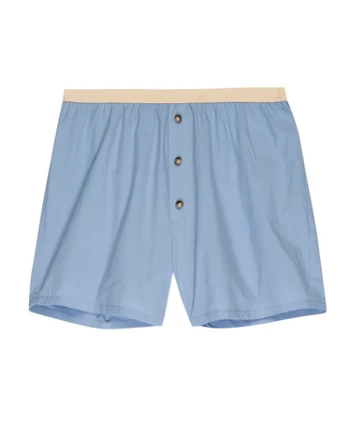 DONNI. Shorts>Pop Boxer Denim + Tortoise Buttons