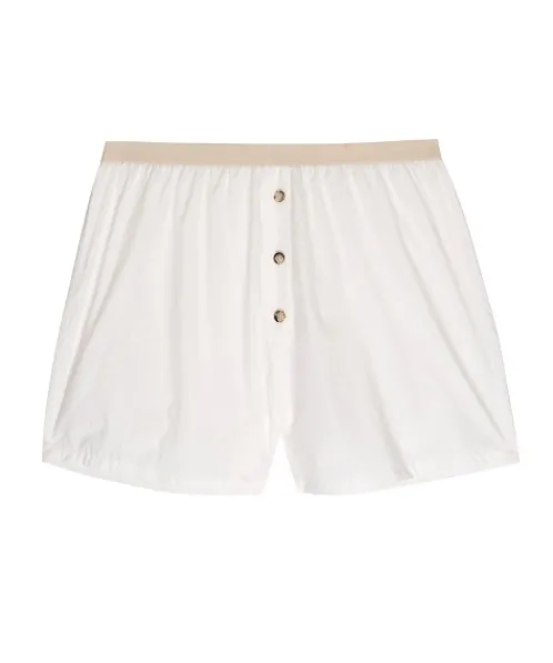 DONNI. Shorts>Pop Boxer White + Tortoise Buttons
