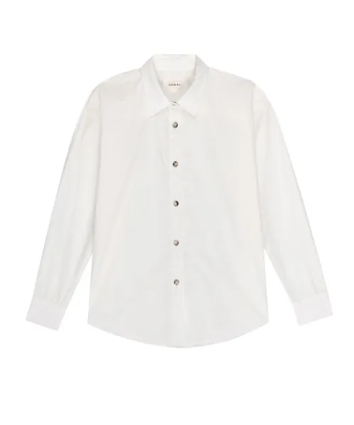 DONNI. Tops>Pop Shirt White + Tortoise Buttons