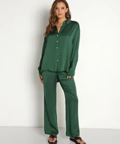 DONNI. Tops>Silky Button Down Kelly