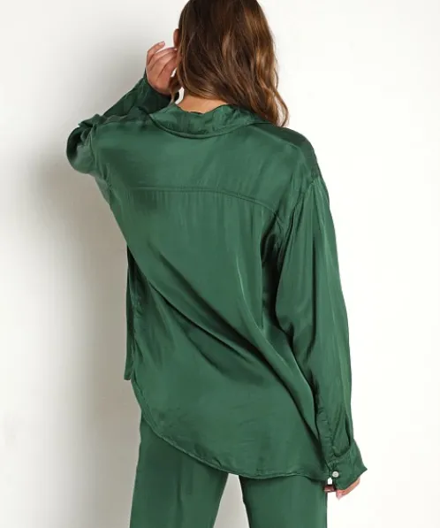 DONNI. Tops>Silky Button Down Kelly